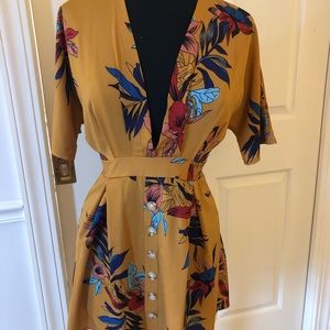 Open back print mini dress